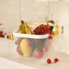 AJIODA Metal Mesh Steel Basket, Storage Organizer Basket Multi-functional Hanging Kitchen Baskets Fruit Basket Bin with Bamboo Handle for Kitchen Bathroom Picnic Shopping Decor Cabinet Home, White view 2