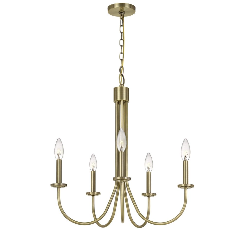 Benjara BM233250 26.5 x 24.5 x 24.5 in. Metal Chandelier with 5 Candelabra Holders, Gold
