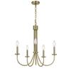Benjara BM233250 26.5 x 24.5 x 24.5 in. Metal Chandelier with 5 Candelabra Holders, Gold view 1
