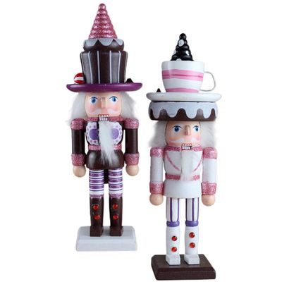 NUOBESTY 2pcs Christmas Nutcracker Ornaments Walnut Soldier Puppets for Desktop Decorations Cute Holiday Decor for Fine Workmanship and Charming Design