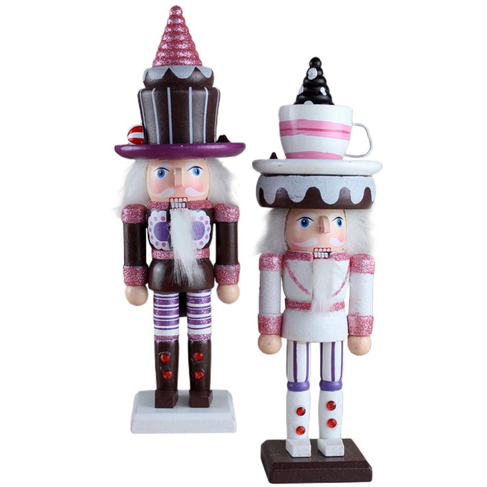 NUOBESTY 2pcs Christmas Nutcracker Ornaments Walnut Soldier Puppets for Desktop Decorations Cute Holiday Decor for Fine Workmanship and Charming Design