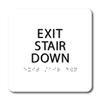 The Sign Studio - 6" x 6" - White/Black - ADA - Exit Stair Down Sign with Tactile & Braille view 1