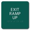The Sign Studio - 6" x 6" - Pine Green/White - ADA - EXIT RAMP UP Sign with Tactile & Braille view 1