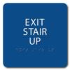 The Sign Studio - 6" x 6" - Blue/White - ADA - EXIT Stair UP Sign with Tactile & Braille view 1