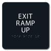 The Sign Studio - 6" x 6" - Black/White - ADA - EXIT RAMP UP Sign with Tactile & Braille view 1