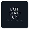 The Sign Studio - 6" x 6" - Black/White - ADA - EXIT Stair UP Sign with Tactile & Braille view 1