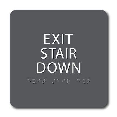 The Sign Studio - 6" x 6" - Gray/White - ADA - Exit Stair Down Sign with Tactile & Braille