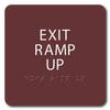 The Sign Studio - 6" x 6" - Bordeaux/White - ADA - EXIT RAMP UP Sign with Tactile & Braille view 1