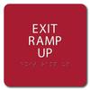 The Sign Studio - 6" x 6" - RED/White - ADA - EXIT RAMP UP Sign with Tactile & Braille view 1