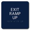 The Sign Studio - 6" x 6" - Marine Blue/White - ADA - EXIT RAMP UP Sign with Tactile & Braille view 1