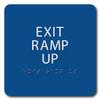 The Sign Studio - 6" x 6" - Blue/White - ADA - EXIT RAMP UP Sign with Tactile & Braille view 1