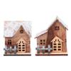 TOYANDONA 2pcs Christmas Light Up Wood House LED Christmas Village Rustic Tabletop Decoration Centerpiece view 1