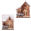 TOYANDONA 2pcs Christmas Light Up Wood House LED Christmas Village Rustic Tabletop Decoration Centerpiece view 2