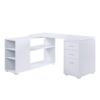 BELLEZE L Shaped Computer Desk, 60 Study Writing Table Home Office Desk Morden Corner Workstation Setup with Adjustable Storage Shelves and 3 Drawers, White view 1