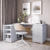 BELLEZE L Shaped Computer Desk, 60 Study Writing Table Home Office Desk Morden Corner Workstation Setup with Adjustable Storage Shelves and 3 Drawers, White view 2