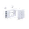 BELLEZE L Shaped Computer Desk, 60 Study Writing Table Home Office Desk Morden Corner Workstation Setup with Adjustable Storage Shelves and 3 Drawers, White view 3