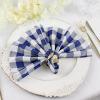 BalsaCircle 100 pcs 15x15-Inch Navy Blue on White Gingham Checkered Polyester Luncheon Napkins - for Wedding Party Restaurant Dinner view 1