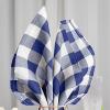 BalsaCircle 100 pcs 15x15-Inch Navy Blue on White Gingham Checkered Polyester Luncheon Napkins - for Wedding Party Restaurant Dinner view 3