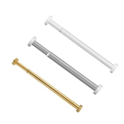 Adjustable Tension Shower Curtain Rod Brushed Stainless Steel For Window Drapery With Fixed Triangle Structure And 2.8CM Thickened Diameter, Curtain Pole, Wardrobe Rail (Golden97-160cm) Pull rod