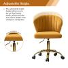 TINA'S HOME Office Desk Chairs with Wheels & Gold Base, Modern Velvet Cute Armless Office Chair, Adjustable Low Back Swivel Rolling Chair, Upholstered Task Chair for Living Room Vanity Study-Mustard view 3