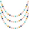 WILLBOND 3 Pieces Wool Felt Rainbow Ball Garland Colorful Pom Pom 6.5 ft Long 24 Ball Garland for Easter Mardi Gras Classroom Halloween Thanksgiving Xmas (Cute Colors) view 1