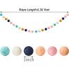 WILLBOND 3 Pieces Wool Felt Rainbow Ball Garland Colorful Pom Pom 6.5 ft Long 24 Ball Garland for Easter Mardi Gras Classroom Halloween Thanksgiving Xmas (Cute Colors) view 2