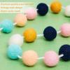 WILLBOND 3 Pieces Wool Felt Rainbow Ball Garland Colorful Pom Pom 6.5 ft Long 24 Ball Garland for Easter Mardi Gras Classroom Halloween Thanksgiving Xmas (Cute Colors) view 3