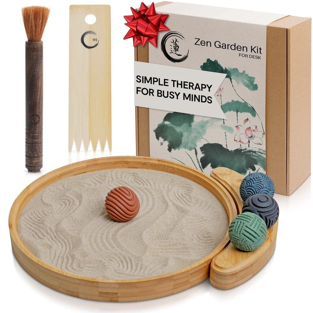 ENSO SENSORY Japanese Zen Garden Kit for Desk  12 Bamboo Sand Garden Zen Dcor | Meditation Gift | Sensory Therapy Tool for Mindfulness & Emotional Wellness
