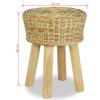 Tidyard Natural Rattan Bar Stool, Handwoven Teak Wood Legs Round Seat 13.8 Inch Height 17.7 Inch for Kitchen Dining Room Home Office view 2