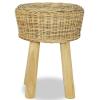 Tidyard Natural Rattan Bar Stool, Handwoven Teak Wood Legs Round Seat 13.8 Inch Height 17.7 Inch for Kitchen Dining Room Home Office view 3
