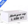 Double Disposable Cup Holder with Marker Slot Wooden Mark Your Cup and Drink Up 2 Sides Designs Drink Dispensers for Parties Farmhouse Bar Christmas Housewarming Party Holiday Decor Hostess Gifts view 2