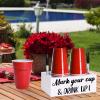 Double Disposable Cup Holder with Marker Slot Wooden Mark Your Cup and Drink Up 2 Sides Designs Drink Dispensers for Parties Farmhouse Bar Christmas Housewarming Party Holiday Decor Hostess Gifts view 4