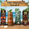 SuproBarware Tiki Mugs Set of 4  Large Ceramic Tiki Glasses Hawaiian Luau Party Mugs Drinkware Tiki Bar Mugs for Cocktails view 2