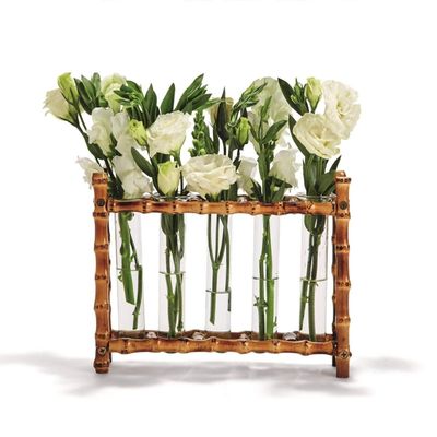 Tozai Home WTR006 Natural Bamboo Vase Includes 5 Glass Tubes