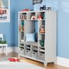 Martha Stewart Kids' Storage System (Gray)  Wood Bookshelf Cubby with Seat Cushion, Shelves and Storage Bins; Reading Nook Bookcase and Kids Room Bench view 1