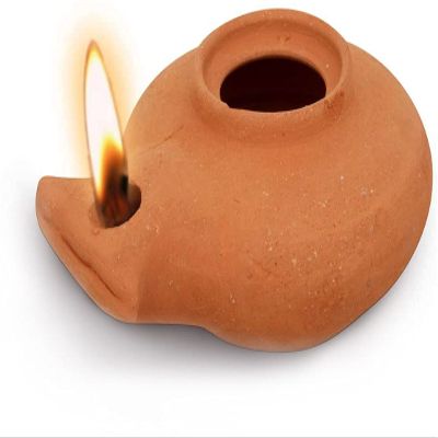 Herodian Biblical Clay Oil Lamp - Classic Brown Ancient Replica with Certificate of Authenticity- Handmade Holy Land Judaica and Christian Faith Gift