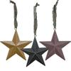 12 Primitive Barn Star Ornaments | Rustic Country Christmas Tree Americana Patriotic Metal Ornaments | 3.25 inch | 3 Colors with Gingham Hangers view 3