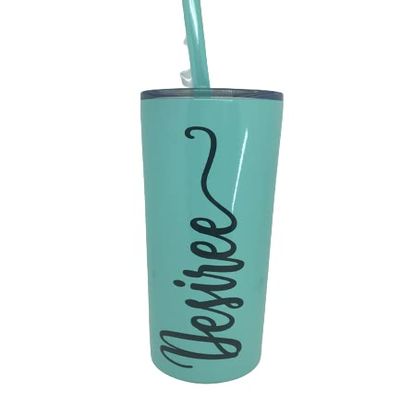 Personalized Skinny Stainless Steel Insulated Tumbler Travel Cup 20 ounce