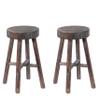 Antique Round Wooden Chair Log Cabin Stools Set of 2 view 1