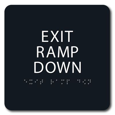 The Sign Studio - 6" x 6" - Black/White - ADA - Exit Ramp Down Sign with Tactile & Braille