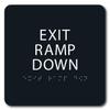 The Sign Studio - 6" x 6" - Black/White - ADA - Exit Ramp Down Sign with Tactile & Braille view 1