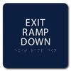 The Sign Studio - 6" x 6" - Marine Blue/White - ADA - Exit Ramp Down Sign with Tactile & Braille view 1