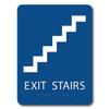 The Sign Studio - 6" x 9" - Blue/White - ADA - Exit Stairs with Pictorial Sign with Tactile & Braille view 1