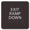 The Sign Studio - 6" x 6" - Dark Brown/White - ADA - Exit Ramp Down Sign with Tactile & Braille view 1
