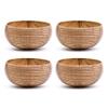 Rainforest Bowls Set of 4 Jumbo Stripes Coconut Bowls, 4 Wooden Spoons & 4 Reusable Bamboo Straws - 100% Natural, Hand Carved by Artisans, Eco-Friendly & Sustainable - Smoothie/Acai/Salad Bowls view 2