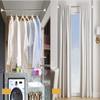 CXYGZLJ No Drilling Stainless Steel Telescopic Shower Curtain PoleHeavy Duty Hanging Bar with Spring Tension RodCurtain Rod Bedroom Clothes Rail Toilet Drying Rack Pull Rod (Size : 150-210cm) view 4