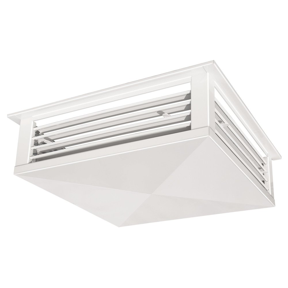 Leyso 16 White Powder Coated 4-Way Adjustable Air Diffuser for Evaporative Swamp Cooler, 18 x 18" Mounting Edge (16"x16"x6")