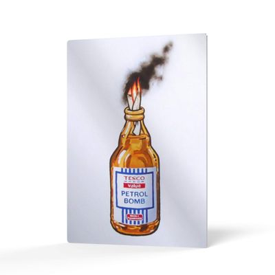 HB Art Design Tesco Petrol Bomb Street Art Painting Bristol Banksy Metal Wall Art Print Mural Graffiti Living Room Bedroom Bathroom Office Teen Dorm Room Modern Decor Made in USA - 36x24