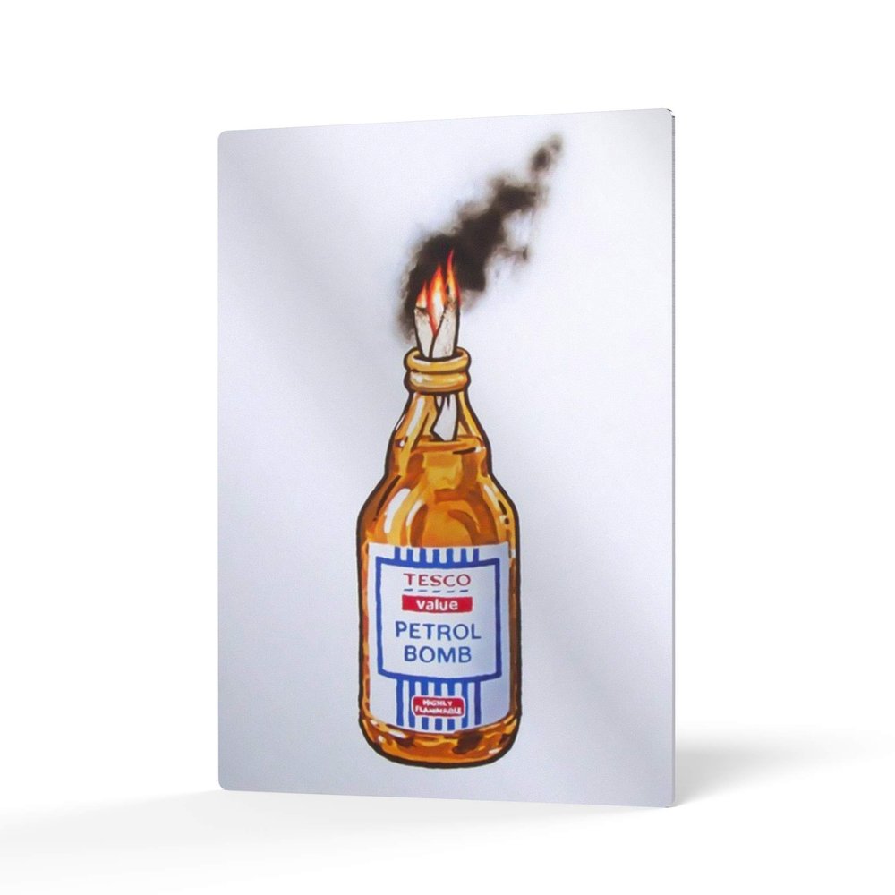 HB Art Design Tesco Petrol Bomb Street Art Painting Bristol Banksy Metal Wall Art Print Mural Graffiti Living Room Bedroom Bathroom Office Teen Dorm Room Modern Decor Made in USA - 36x24