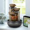 Agoodping Relaxtion Tabletop Fountain with LED Lights-Desktop Waterfall Fountain Submersible Pump Indoor Home Office Decoration(15.7inch, Brown) view 1